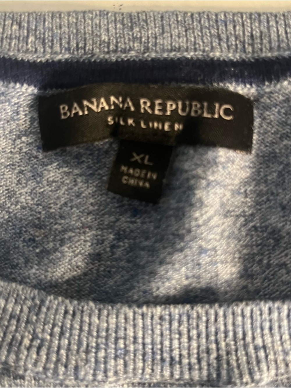 BANANA REPUBLIC Silk Linen Blue Crew Neck Sweater Pullover Mens Size XL - Picture 7 of 10